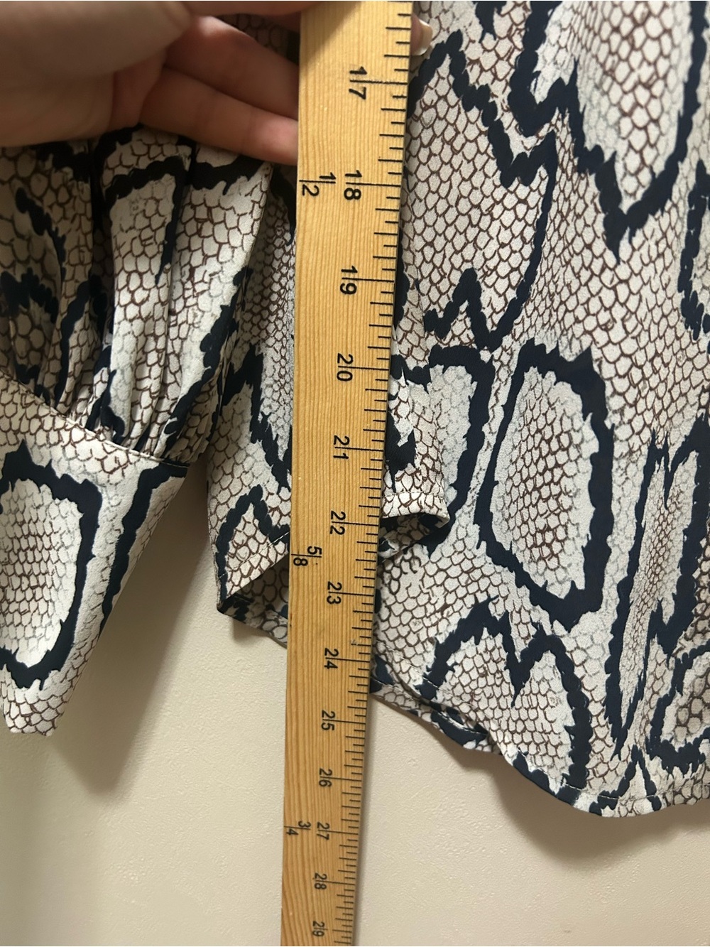 CAbi Snake-Print Long Sleeve Blouse in Beige and Black - Picture 5 of 8